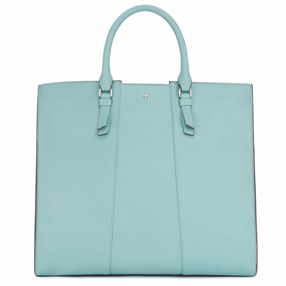 Tory Burch Mint Blue Leather Tote